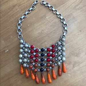 DANNIJO Silver and Red Statement Necklace
